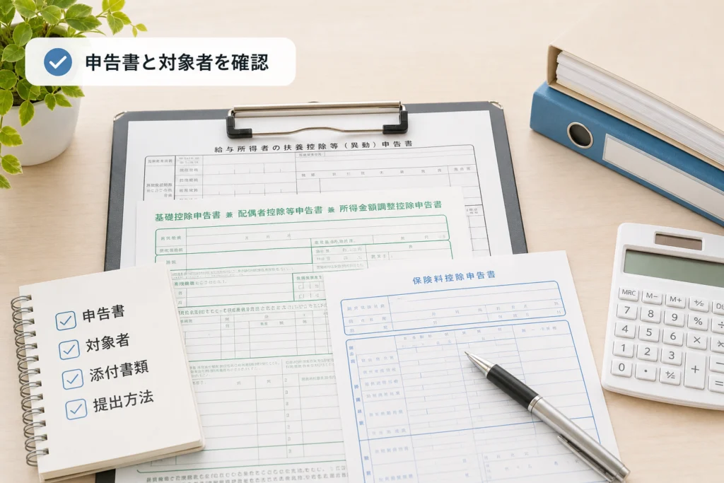 勤務先に提出する年末調整の申告書と対象者