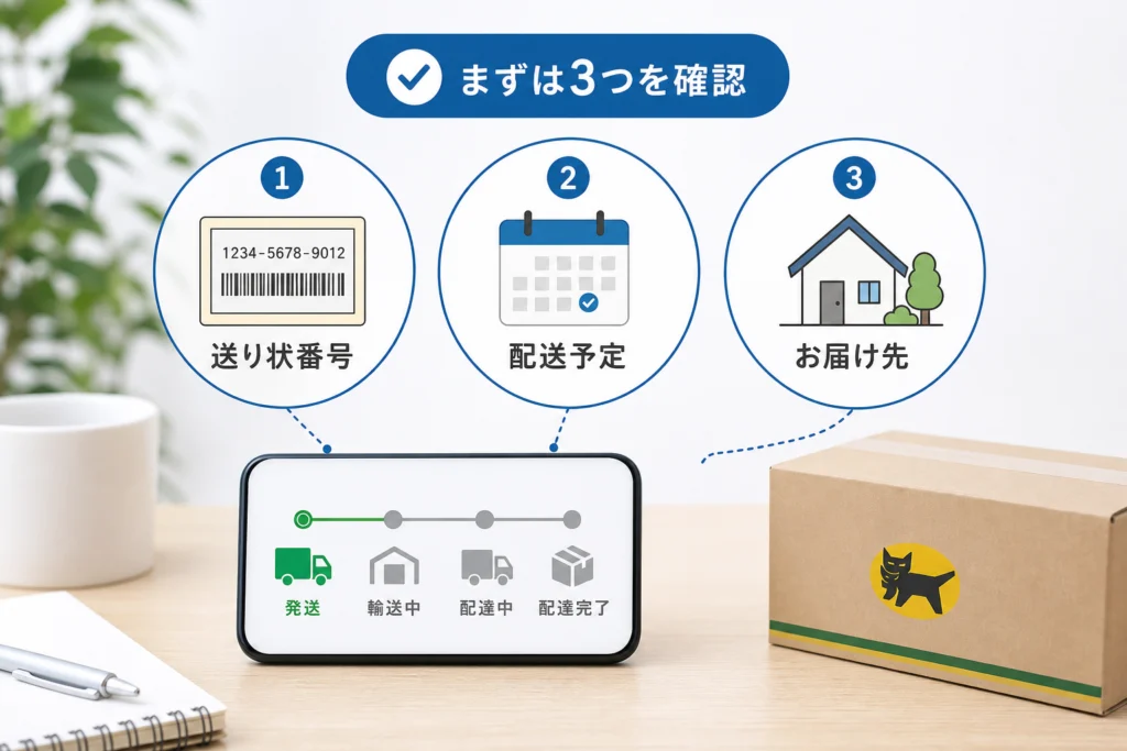 問い合わせ前に確認する送り状番号・配送予定・お届け先
