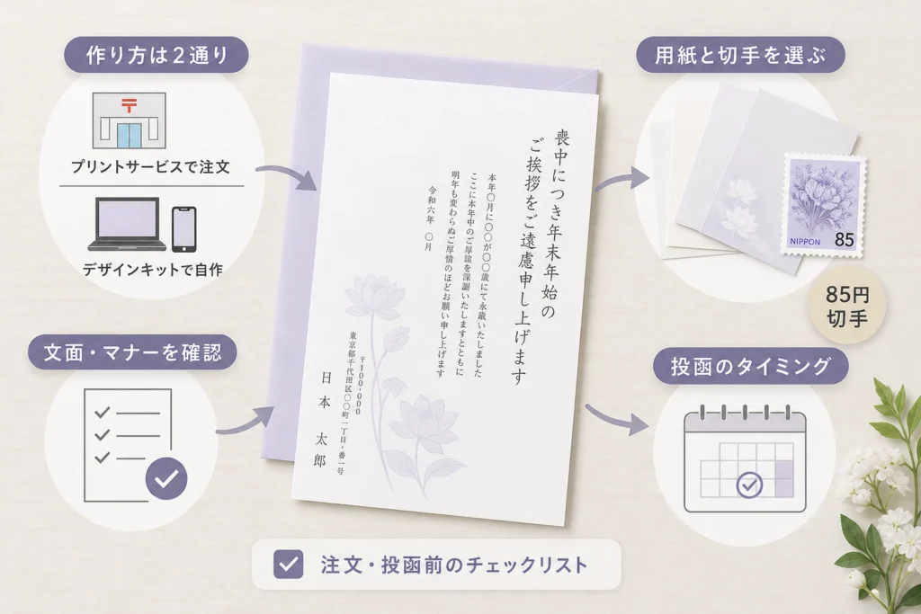 喪中はがきには、どの用紙と切手を使う?