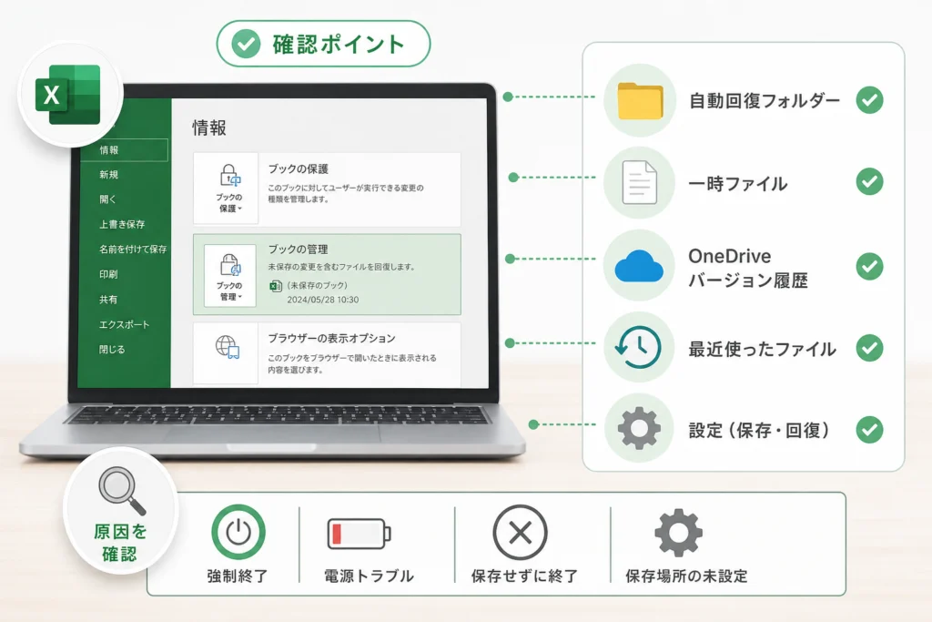 回復ファイルが見つからないときに確認する場所と原因