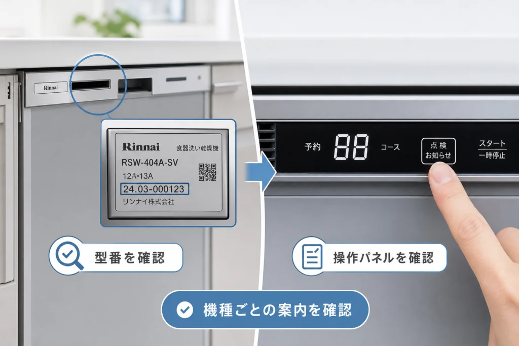型番と操作パネルを確認し、解除案内の対象を見分ける
