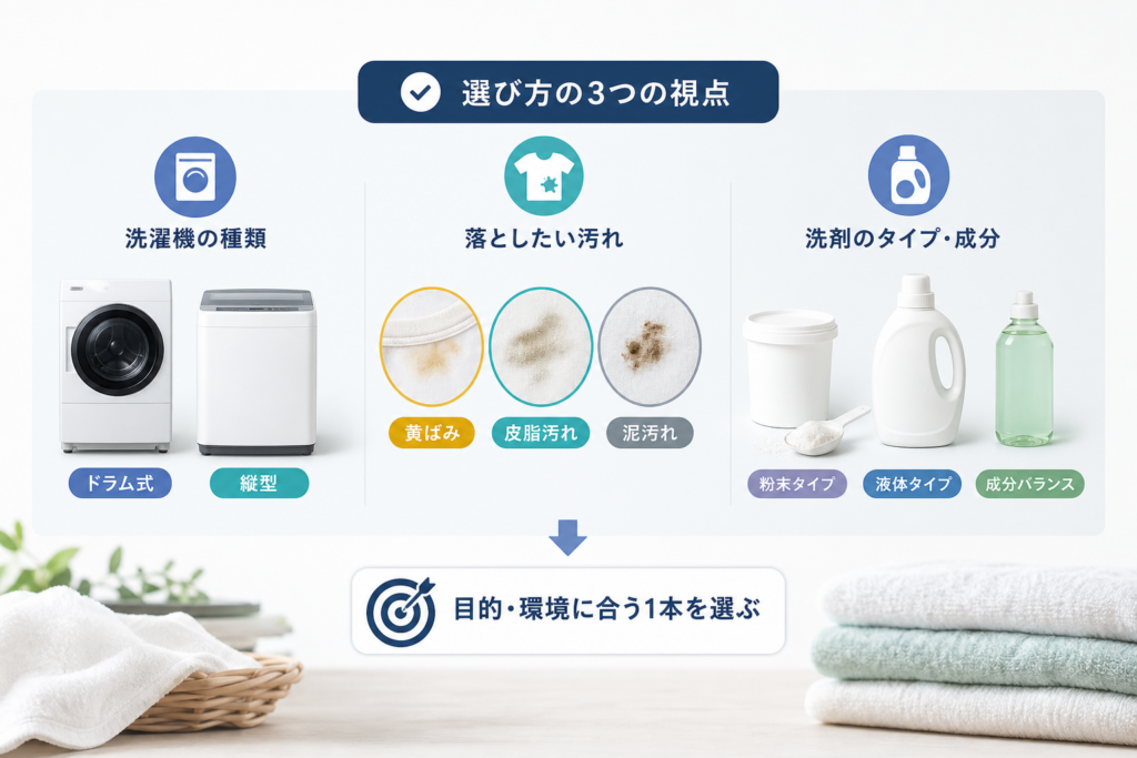 失敗しないアルカリ性洗濯洗剤の選び方|ドラム式・縦型・汚れ別