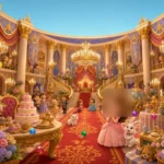名前入り絵本の探し絵のページ。お城の中に宝石が隠れている