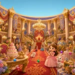 名前入り絵本の探し絵のページ。お城の中に宝石が隠れている