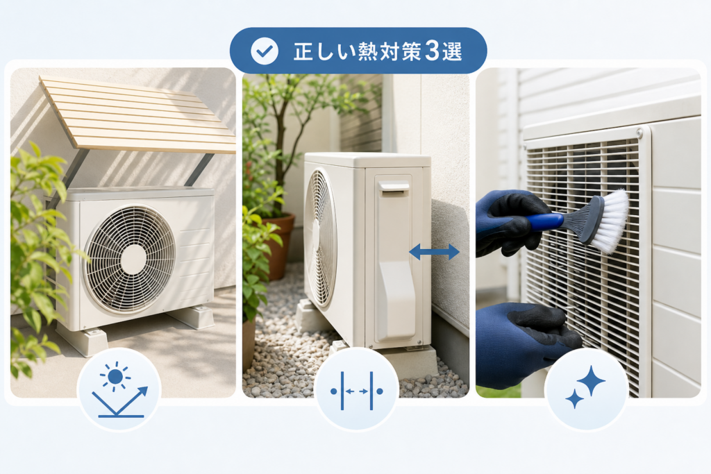 室外機を安全に冷やして節電する正しい熱対策3選