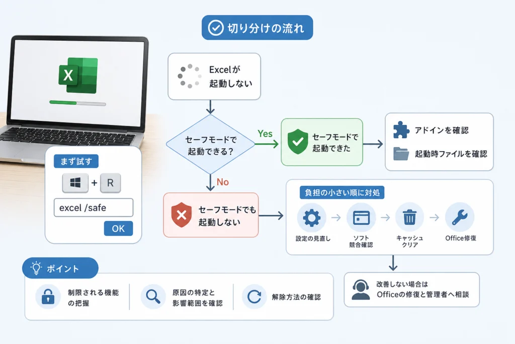 対処前に確認することと症状別の切り分け表
