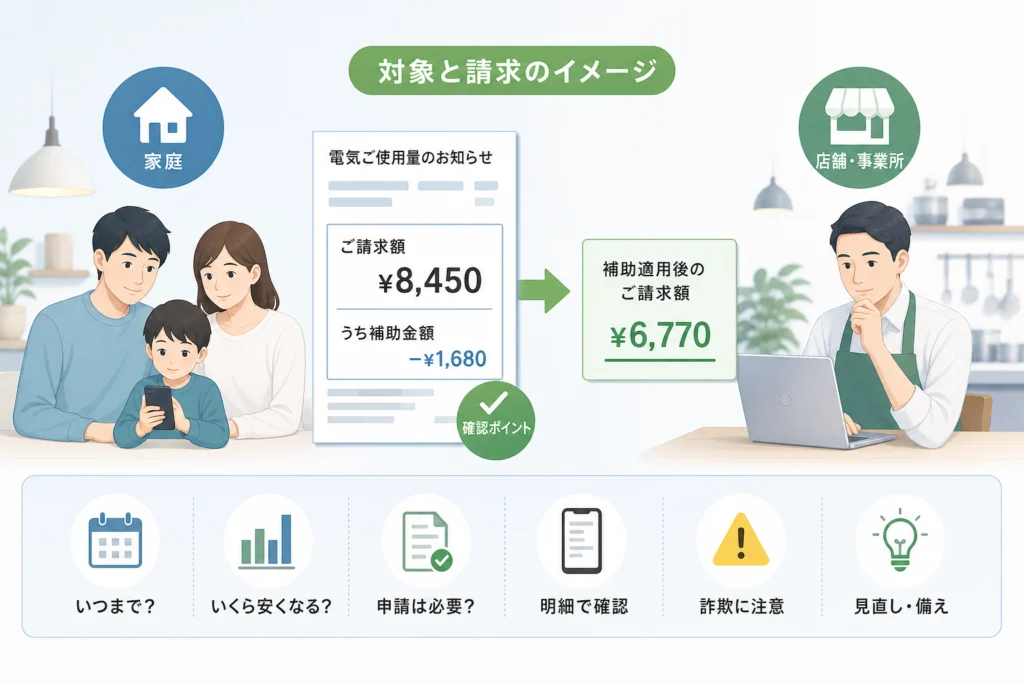 対象は家庭だけ?店舗・事業所は契約区分を確認