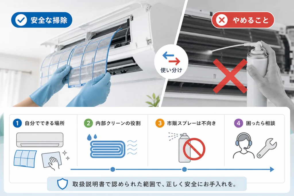 市販スプレーで内部を洗浄するのはなぜ避けるべき？