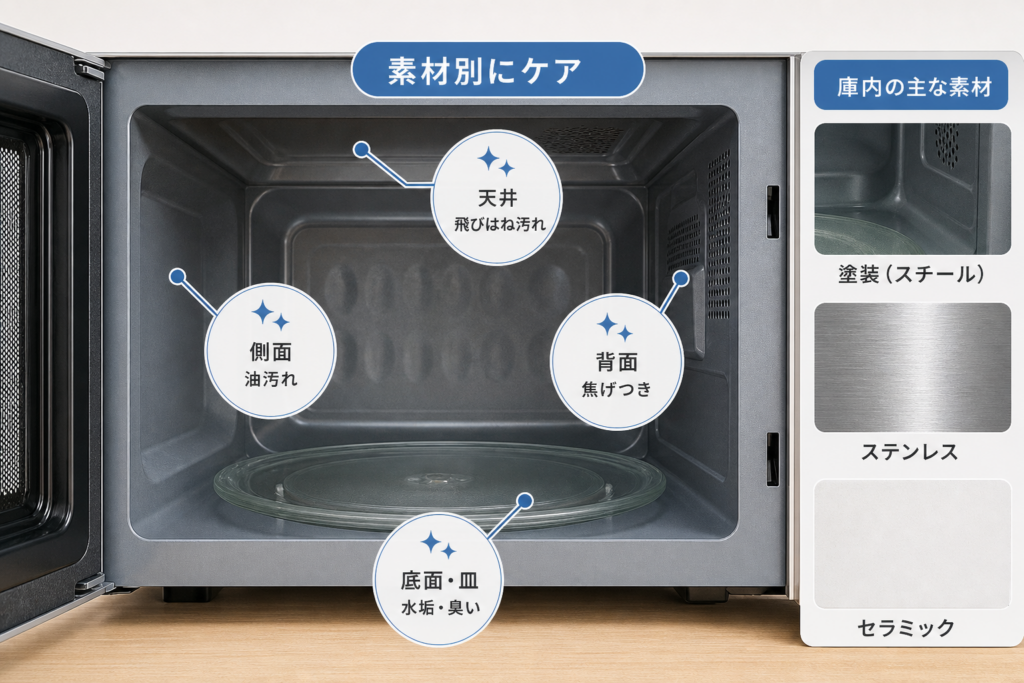 庫内構造・素材別のお手入れポイント