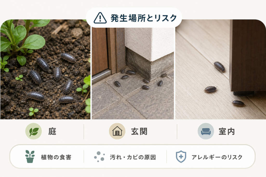 庭・玄関・室内でのダンゴムシ被害事例とリスク