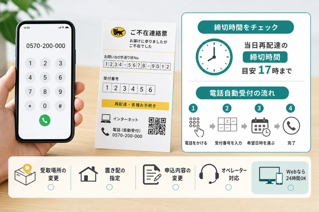 当日の再配達は何時まで電話で申し込める?