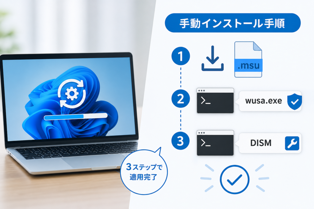 手動インストールの実践手順｜wusa.exeとDISMコマンドの使い方