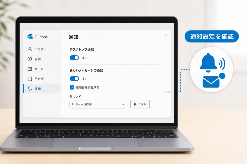 手順1：新しいOutlookのメール通知とサウンドを確認する