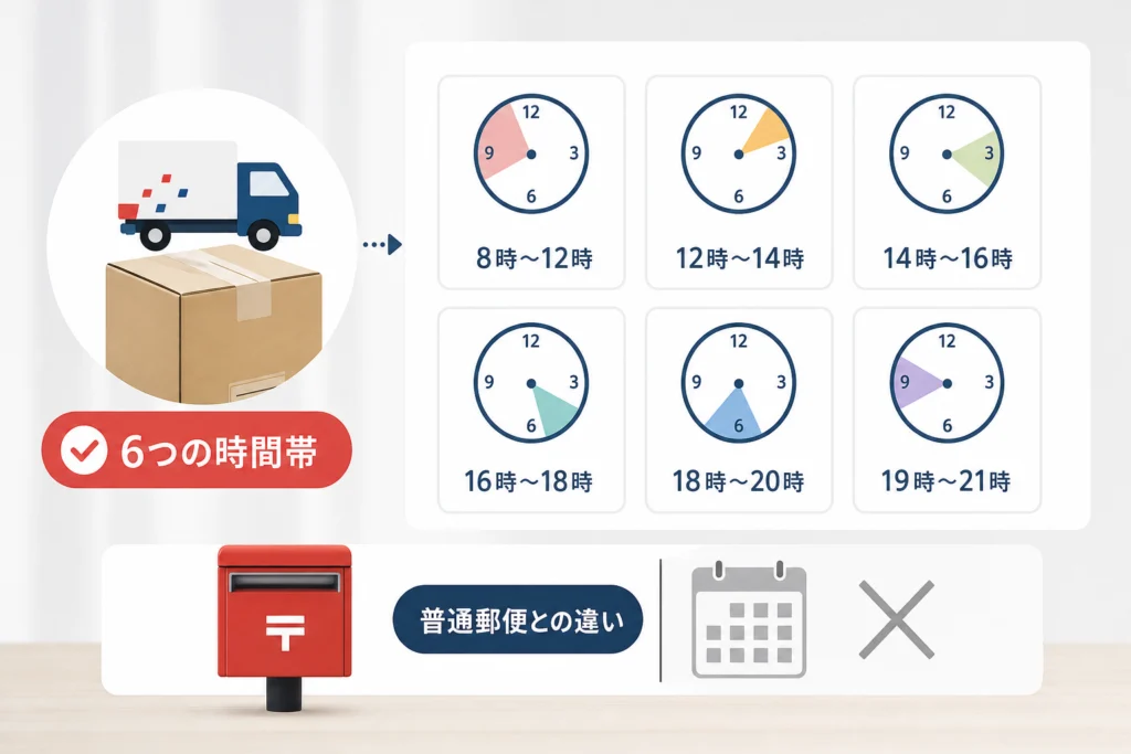 指定できる時間帯は6区分｜普通郵便の配達日指定との違い