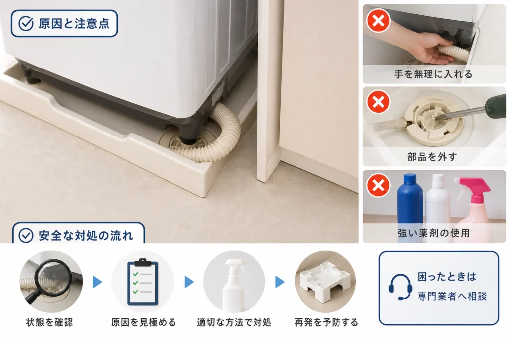 排水口に手が届かない原因と、やってはいけない作業