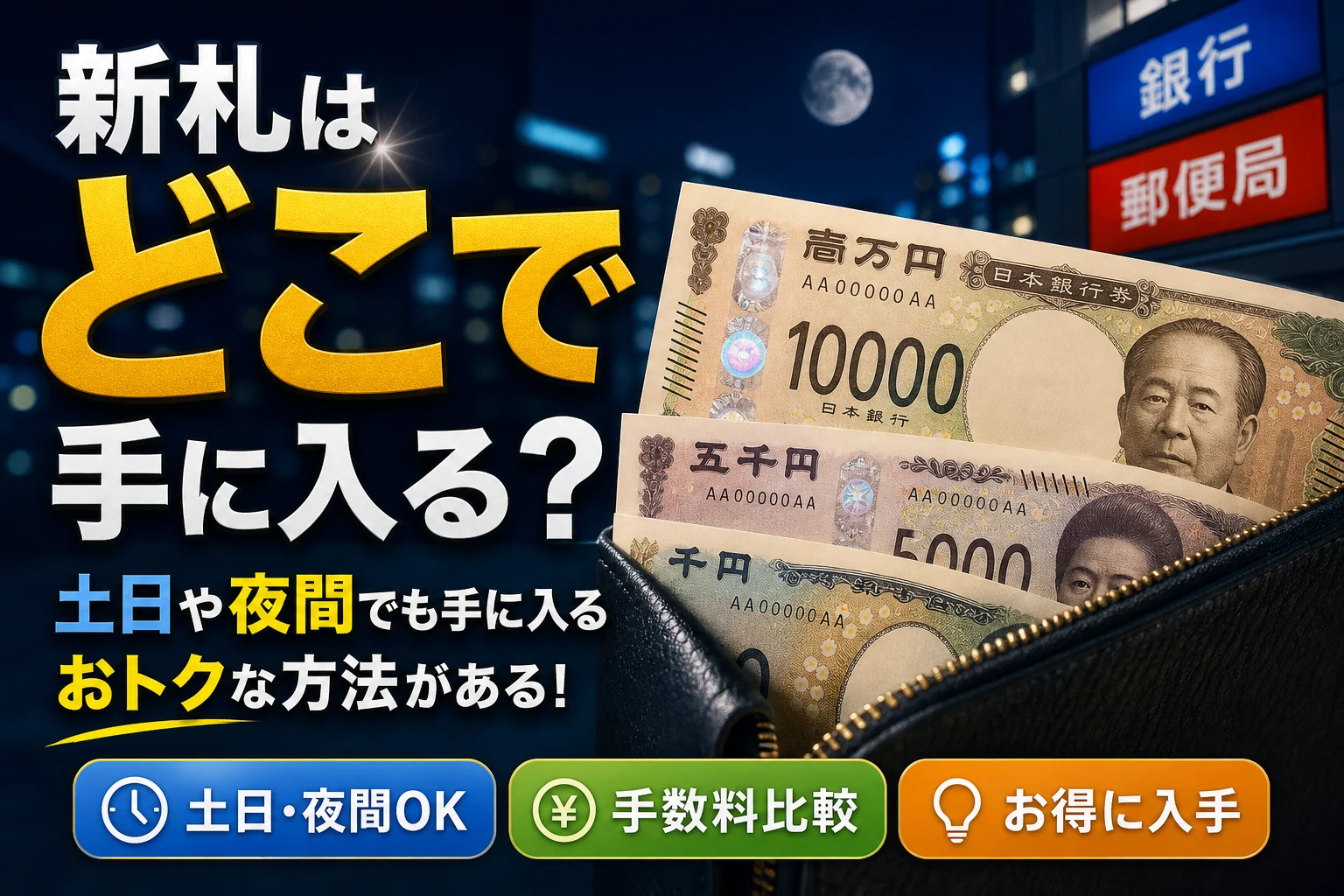 新札の入手方法はどこが早い?土日・夜間の裏技から銀行手数料まで徹底比較
