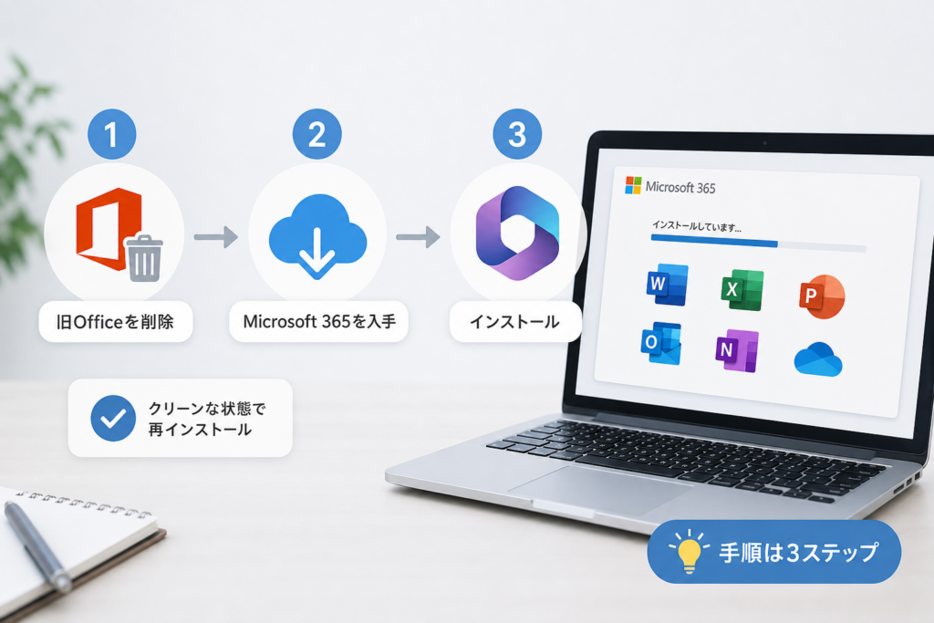 旧Officeを公式手段で削除してMicrosoft 365を再インストールする方法