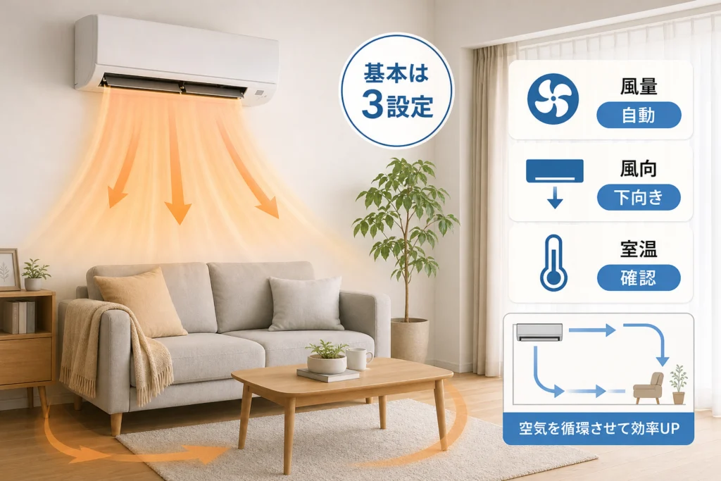 暖房の風量は弱より自動が節電につながる?