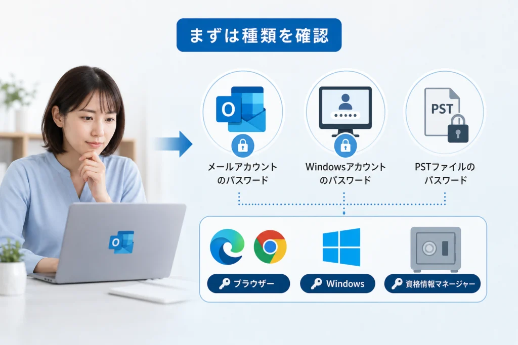 最初に確認：どのパスワードを求められている？