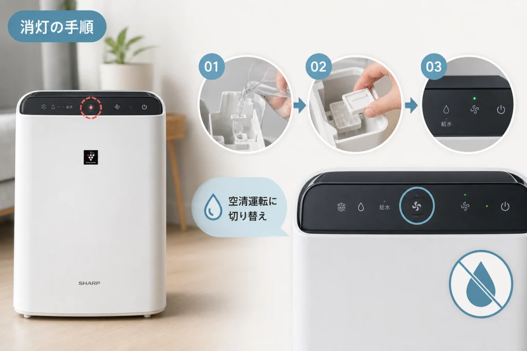 水なしで使う場合、ランプは消せる？