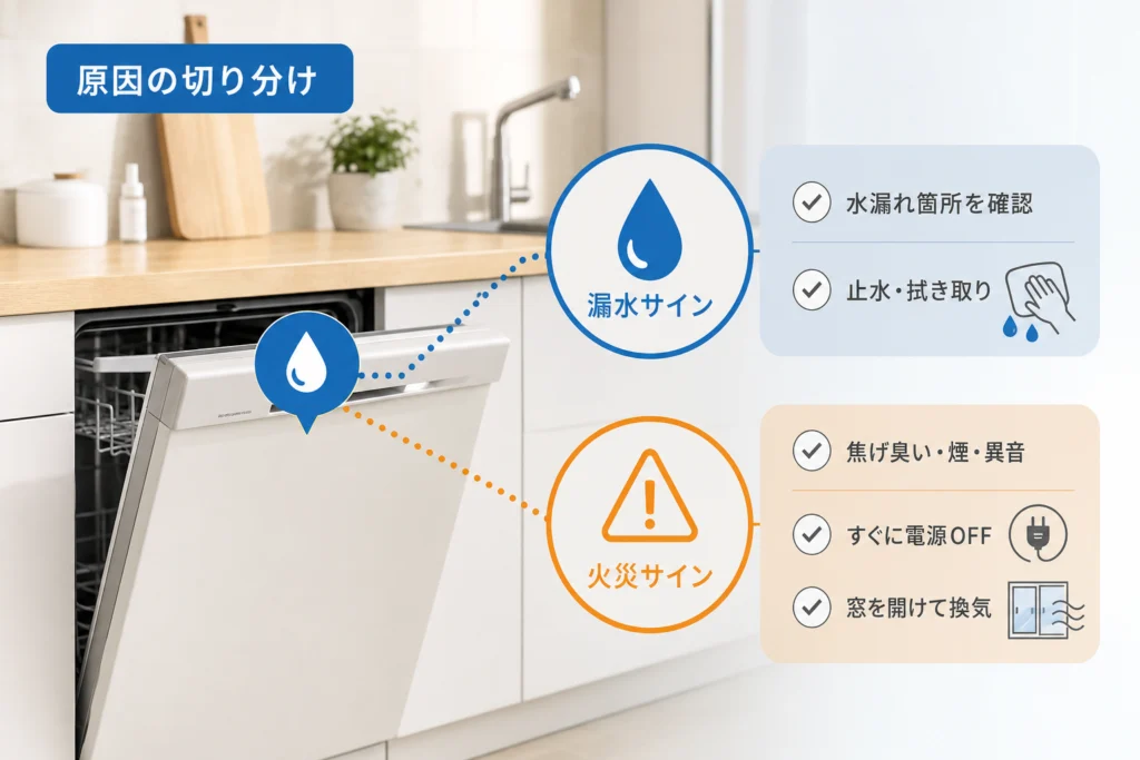 水漏れや警報が出たときの対応|火災の兆候と漏水を分ける