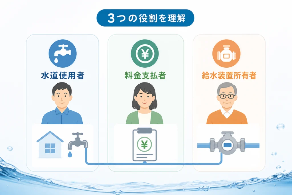 水道使用者・料金支払者・給水装置所有者の違い
