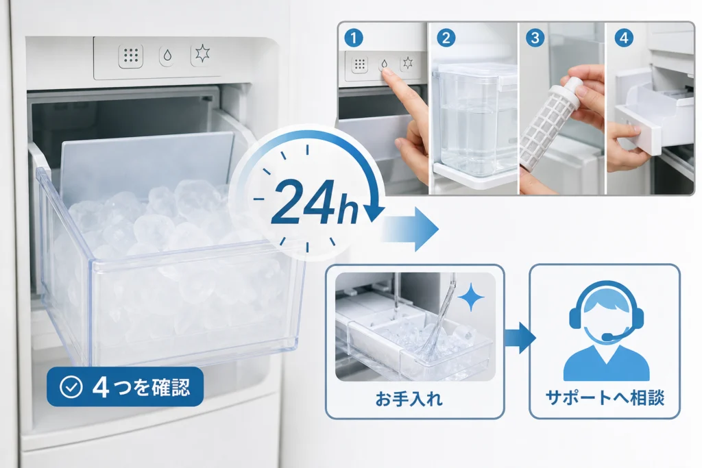 氷ができるまでの時間は、使いはじめと通常使用中で分けて考える