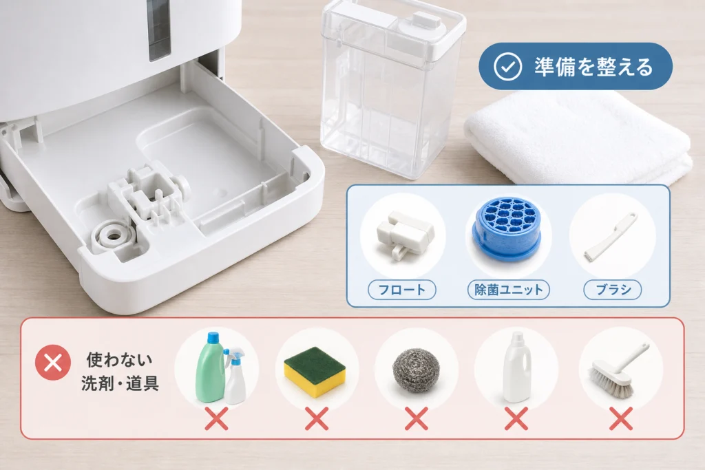 清掃前の準備と使ってはいけない洗剤・道具