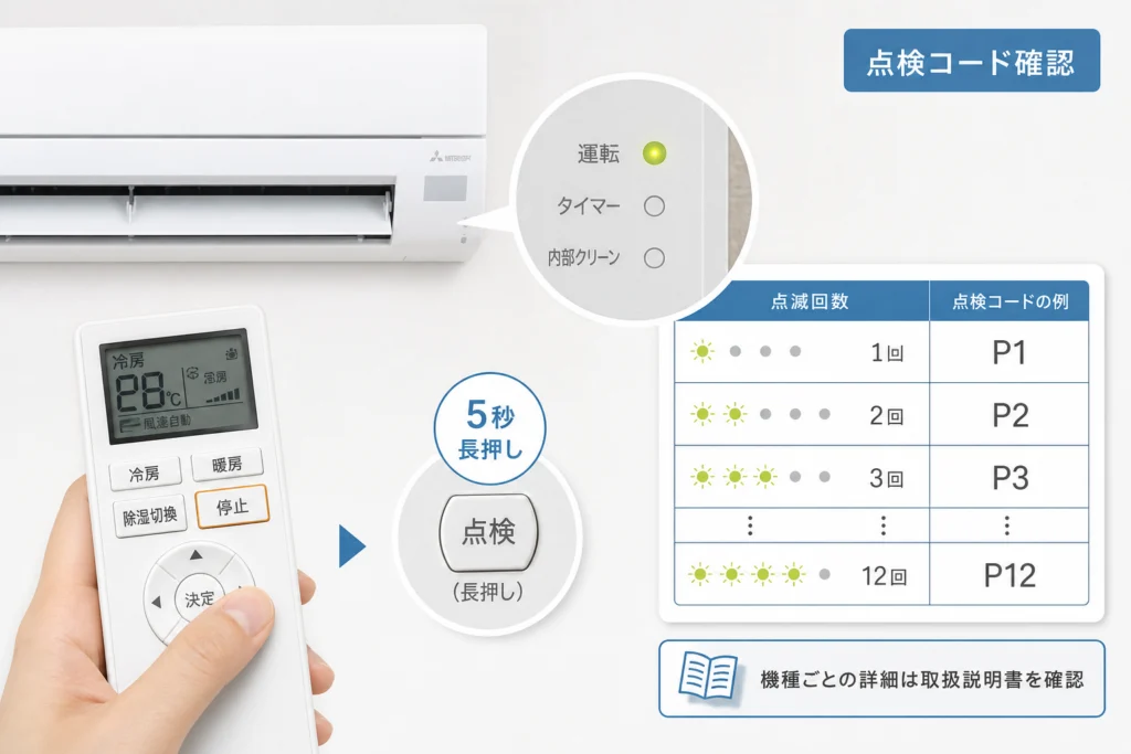 点滅回数・点検コードを機種別に確認する方法