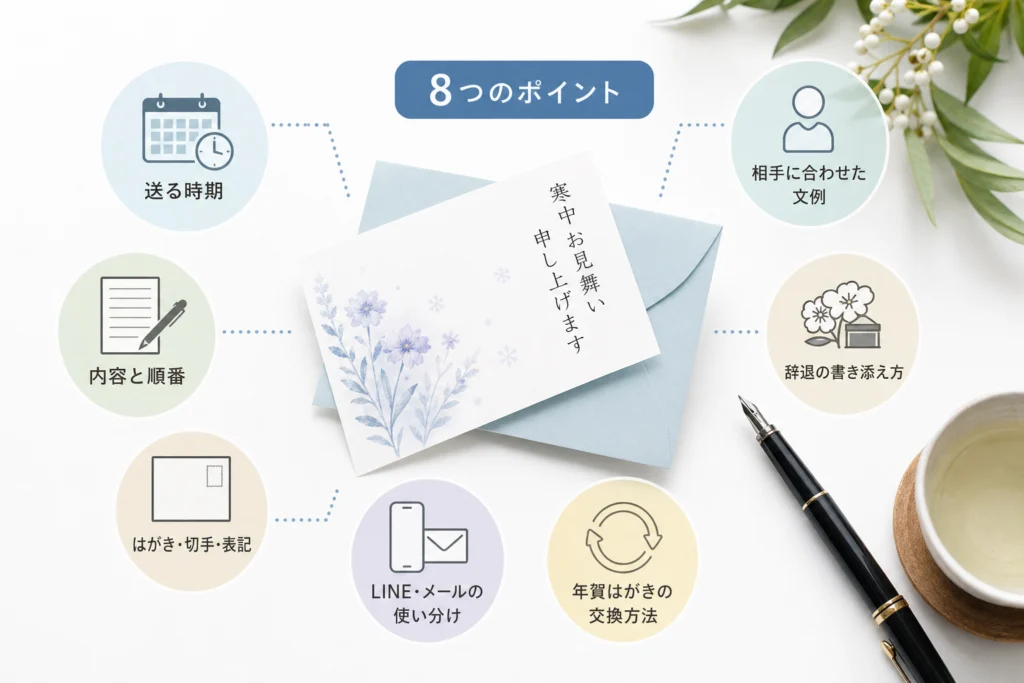 状況や相手に合わせて使える寒中見舞いの文例は？