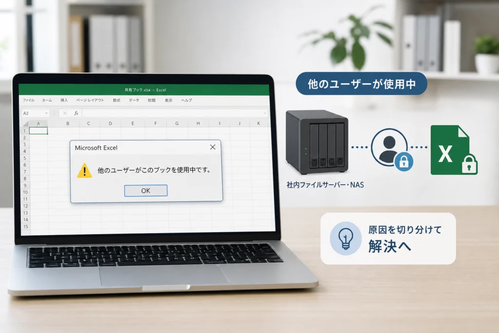 社内ファイルサーバー・NASで「他のユーザーが使用中」と表示される場合