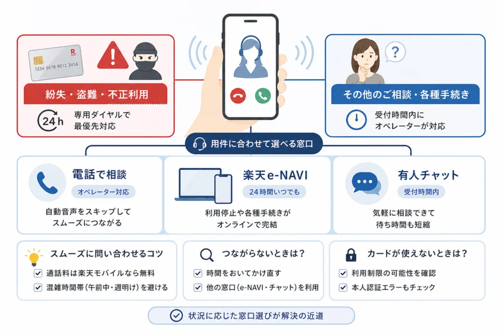 紛失・盗難・身に覚えのない利用は通常の問い合わせと分けて対応