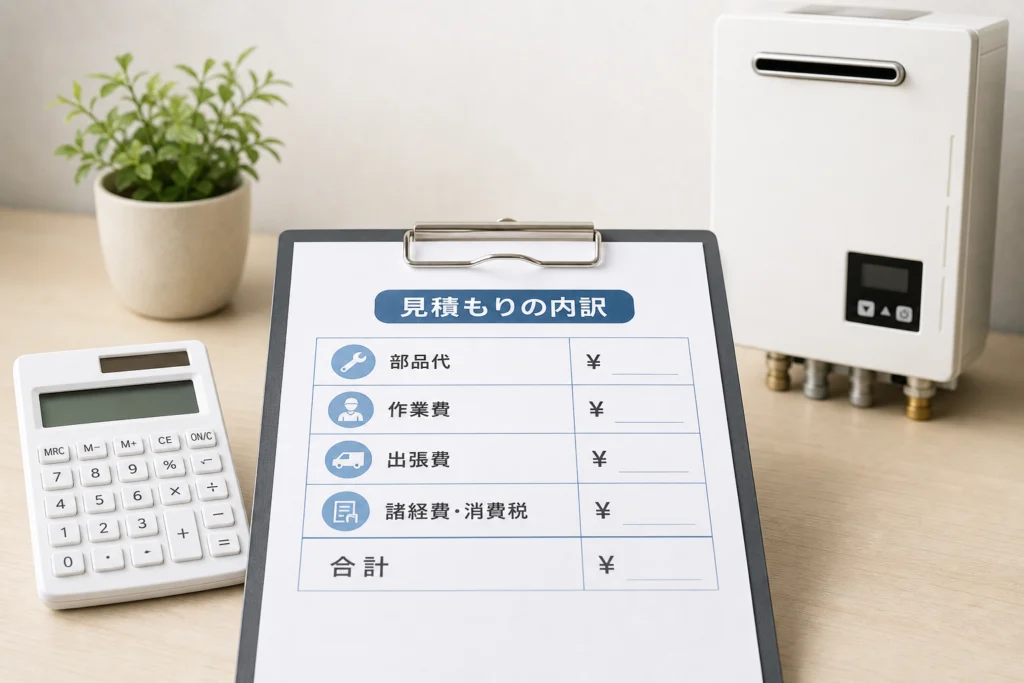 給湯器の修理費用はいくら？見積もりで確認する内訳