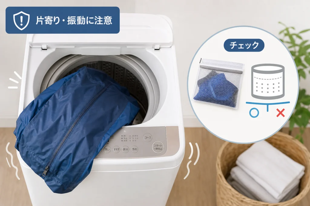 脱水・片寄りエラーの対処|防水性衣類と異常振動に注意