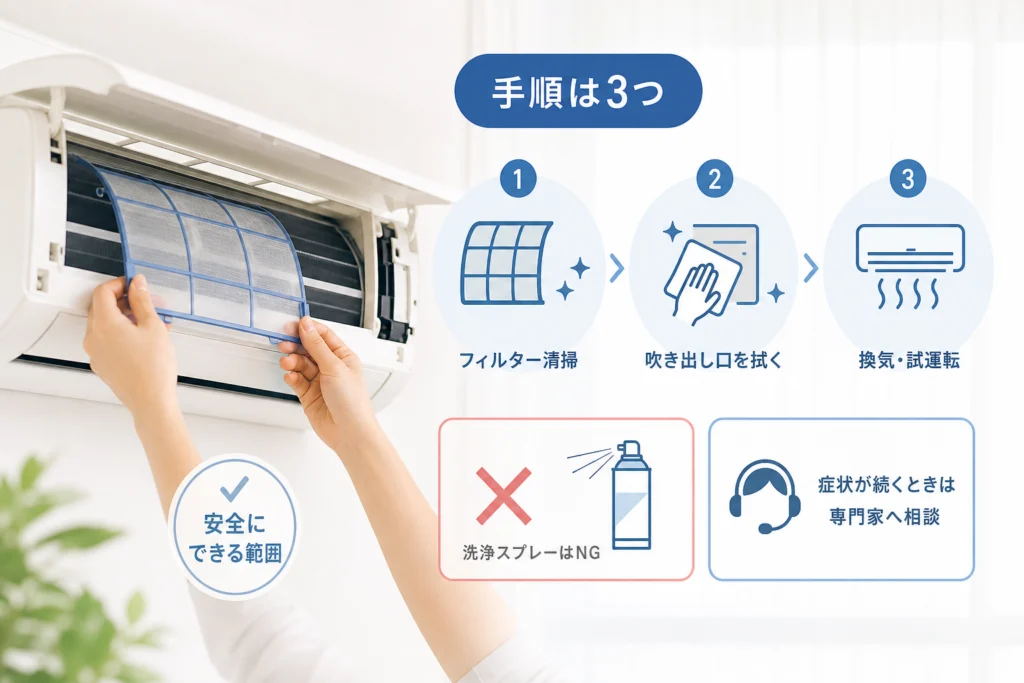 自分で安全にできるエアコン掃除はどこまで?