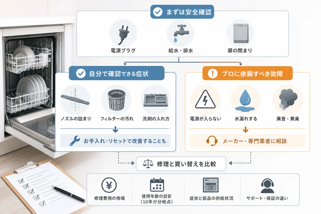 自分で確認できる症状と修理を依頼する故障はどう見分ける?