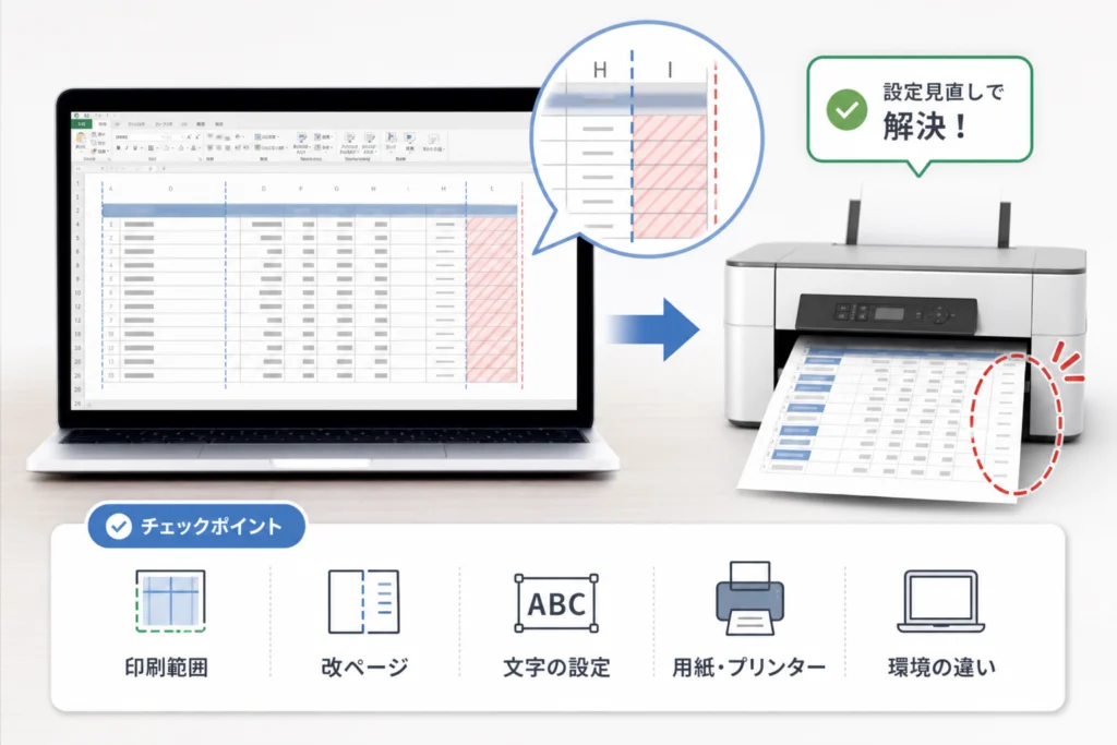 表の右端が切れる・次ページにはみ出るときの直し方