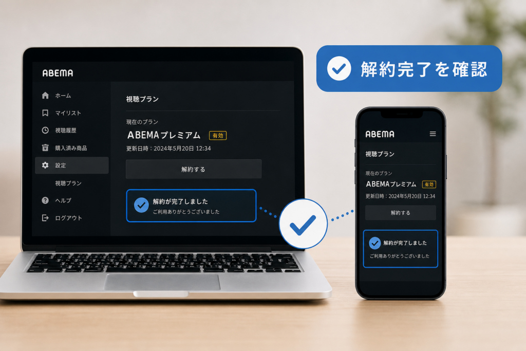 解約が完了したか、どの画面で確認できる？