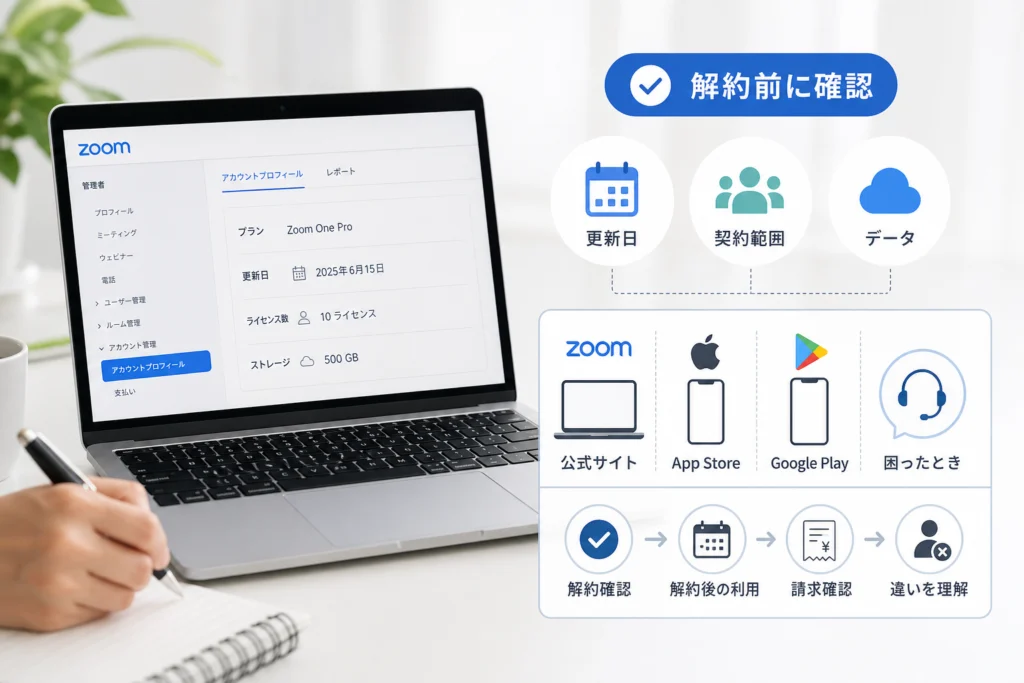 解約前に更新日・契約範囲・データを確認する