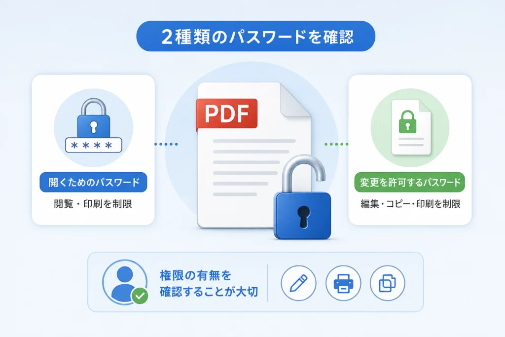 解除する前に確認したいパスワードの種類と変更権限