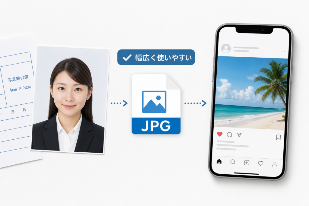 証明写真やWeb投稿でJPGが推奨される理由