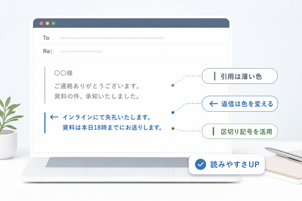 読みやすいインライン返信の書き方｜文字色と記号の装飾テクニック