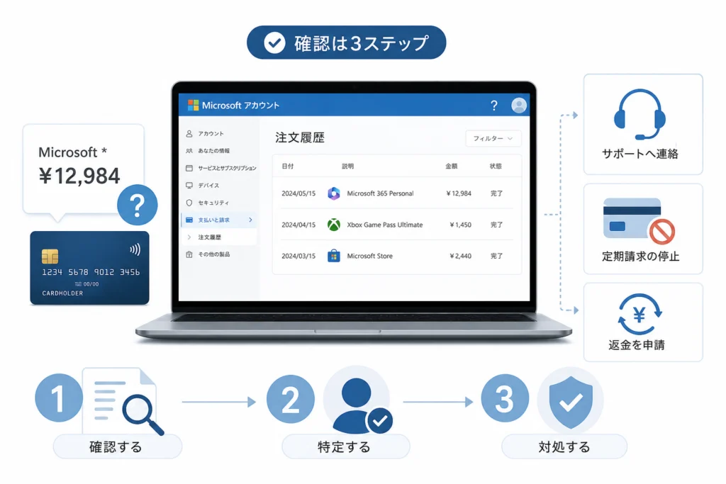 請求元のMicrosoftアカウントはどう特定する？