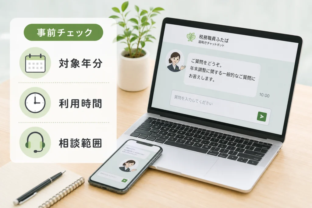質問前に確認したい対象年分・利用時間・相談範囲