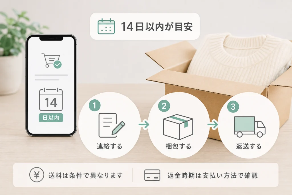 返品できる条件と期限は？商品到着後14日以内の申し込みが基準
