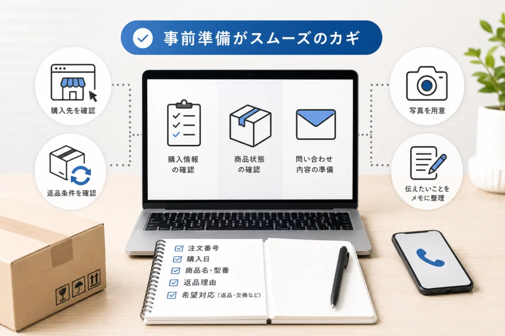 返品・交換を申し込む前の準備と問い合わせ文例