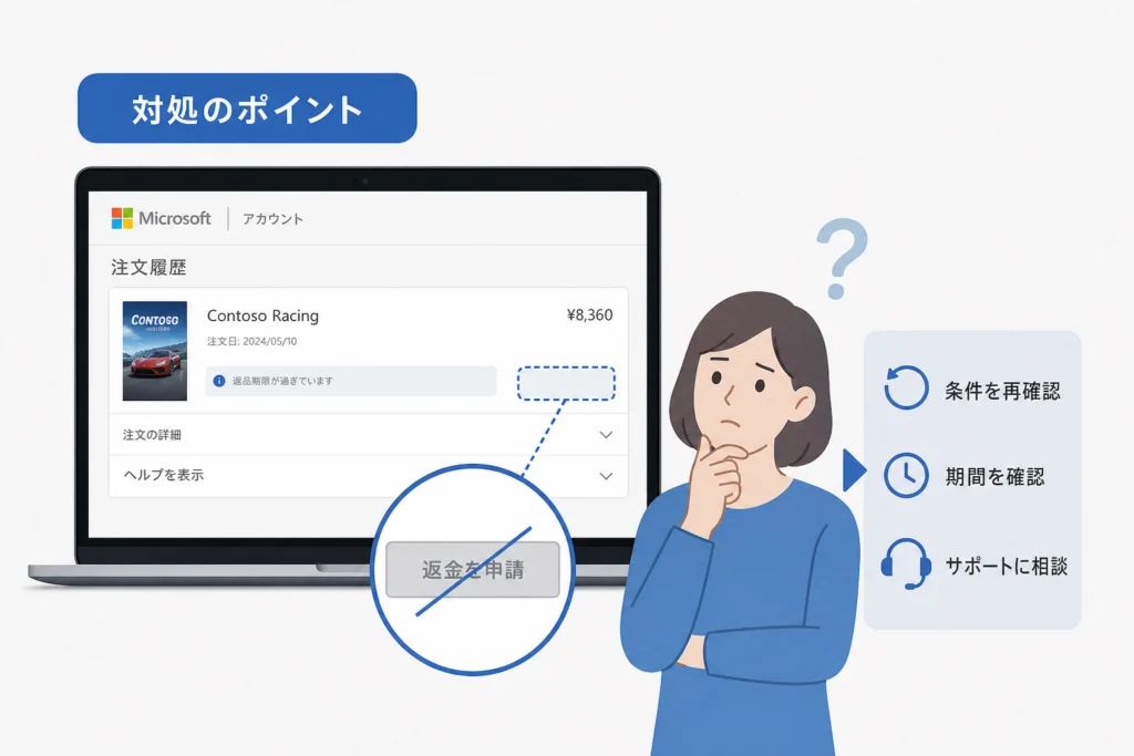 返金対象が表示されない・申請ボタンがない場合の対処