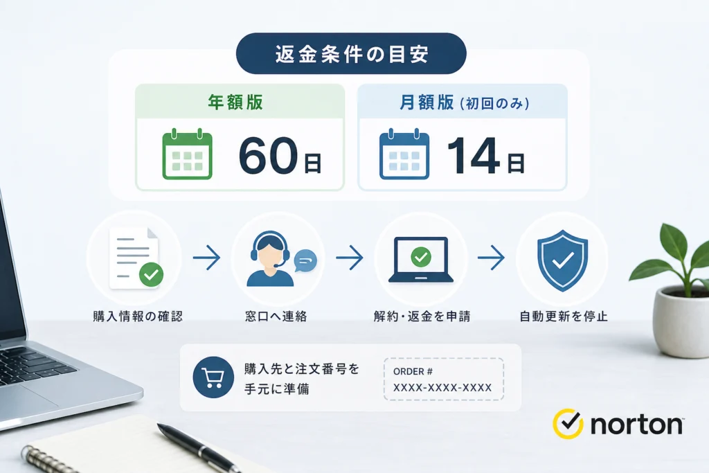 返金対象になる条件｜年額版60日・月額版初回14日の考え方