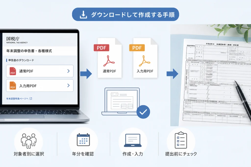 通常PDF・入力用PDFをダウンロードして作成する手順