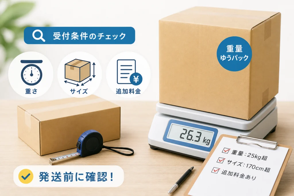 重量ゆうパックの追加料金と発送前に確認する受付条件